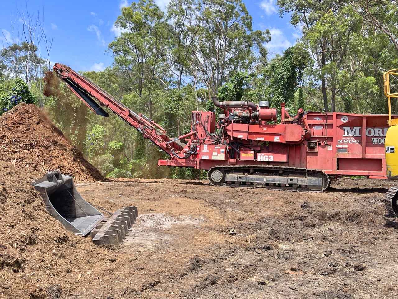 A land clearing machine equipped with powerful tools removing trees and vegetation to create space for development