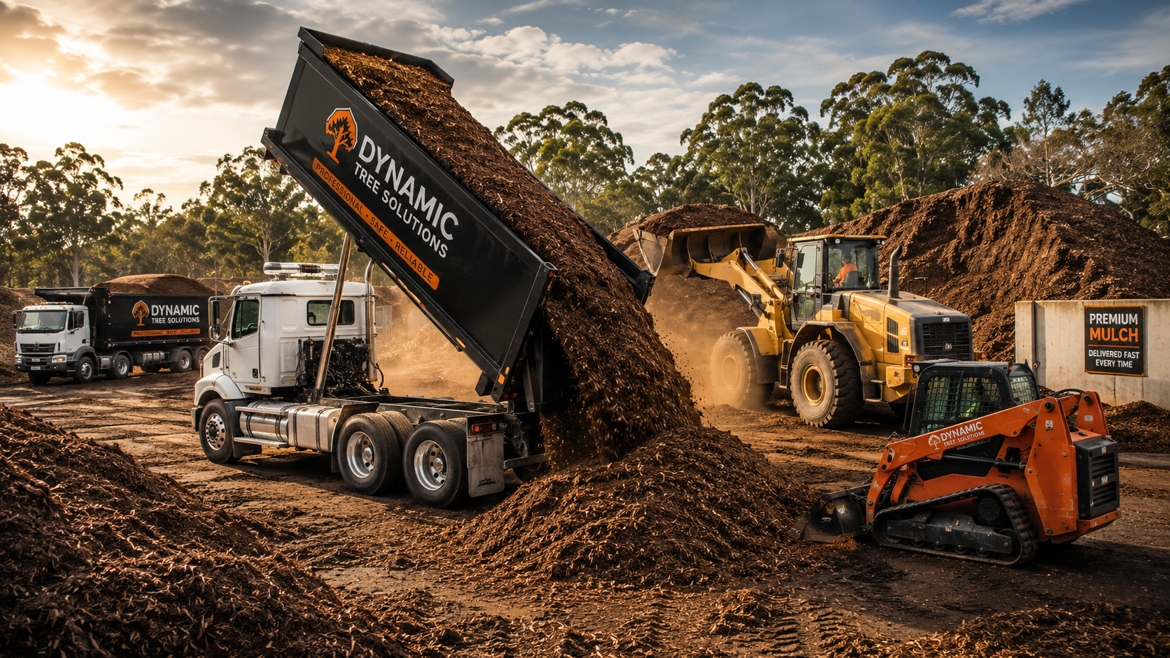 Mulch delivery Brisbane — bulk forest mulch being delivered to a Brisbane property