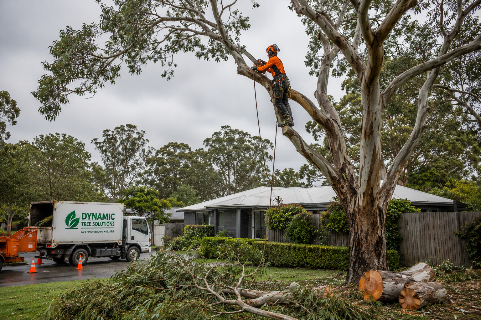 Tree removal vs tree pruning decision guide — Dynamic Tree Solutions AQF Level 5 consulting arborist assessing a mature Brisbane tree using Visual Tree Assessment methodology to determine whether removal or structural pruning is the right intervention
